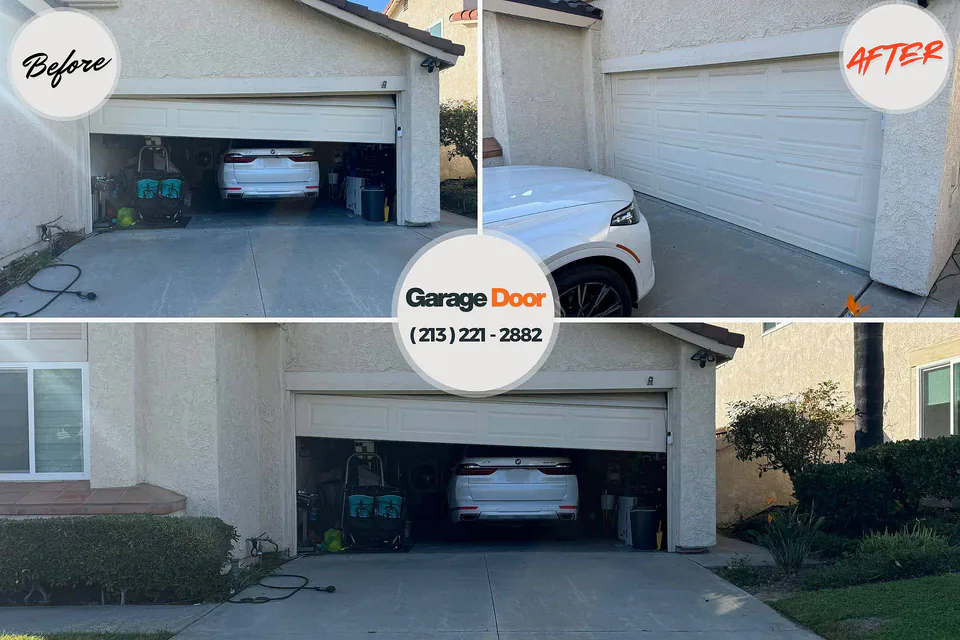 Before and after: garage door spring repair Island Lake, IL